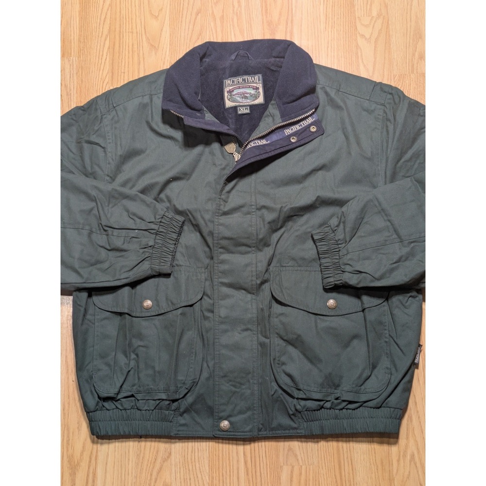 Pacific Trail Mens Vintage Outdoor Full Zip Cargo Pocket Jacket Green XL